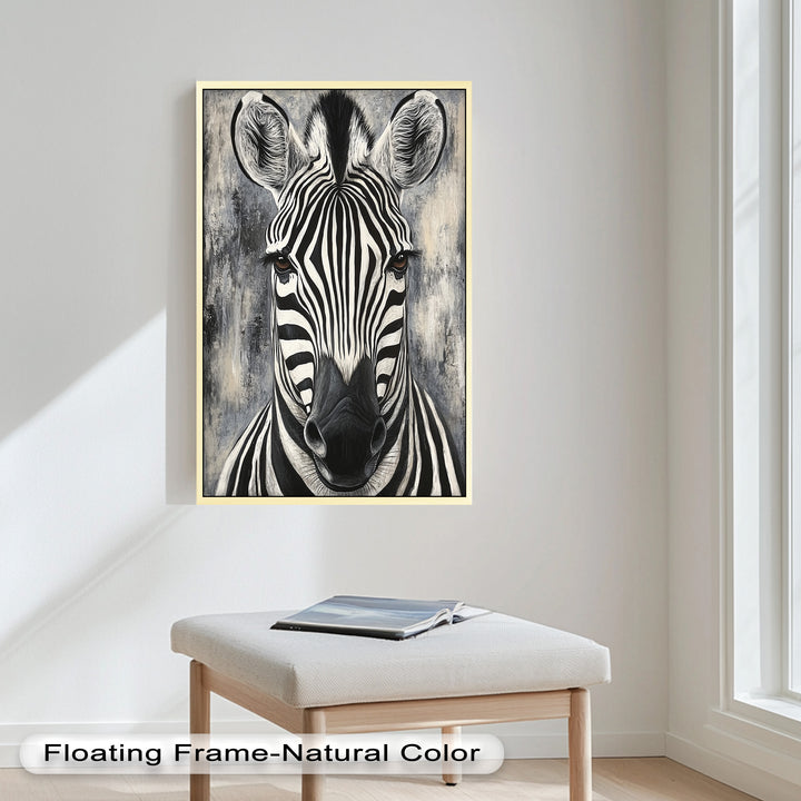 Zebra Portrait – Bold Black and White Animal Oil Painting