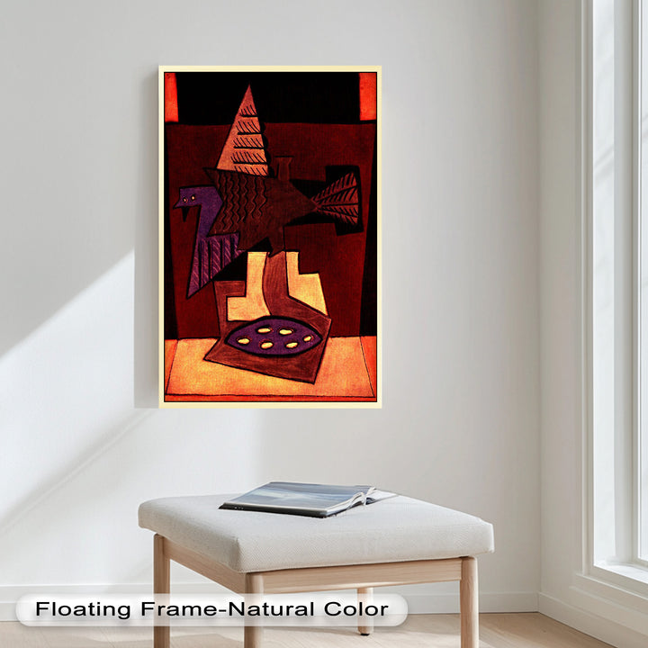 Geometric Bird Abstract Wall Art – Modern Cubist Oil Painting