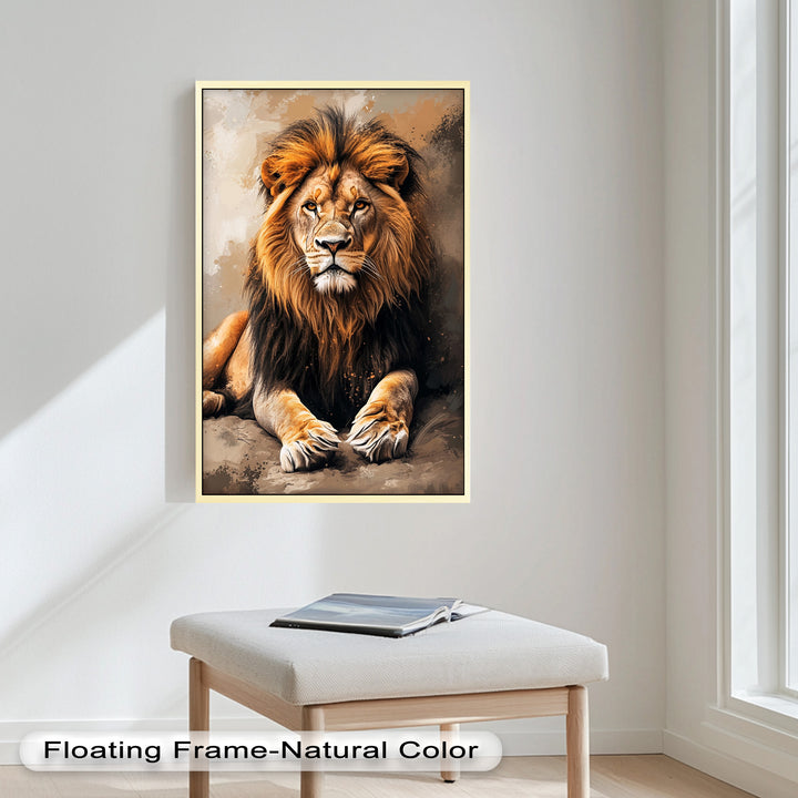 Lion Portrait in Warm Tones - Animal Oil Painting