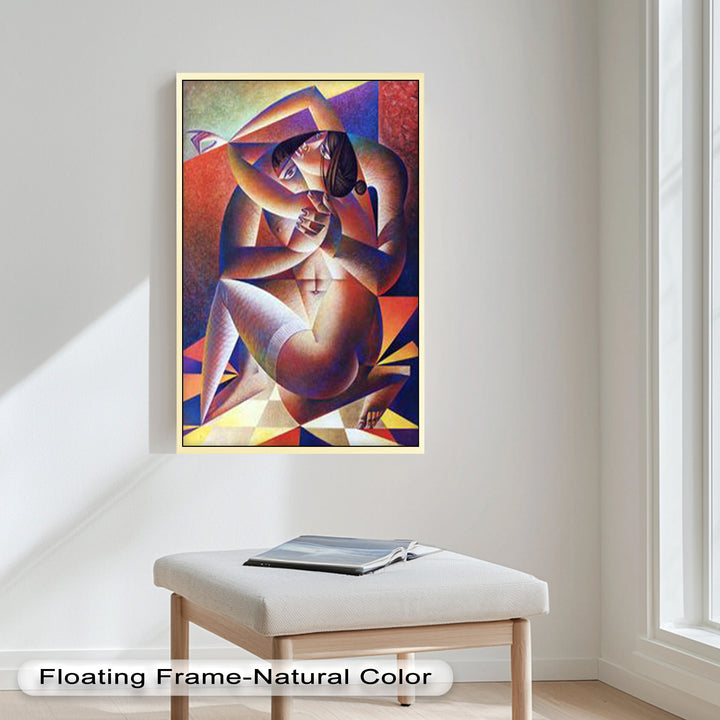 Entwined Forms – Abstract Lovers in Geometric Harmony Picasso Oil Painting