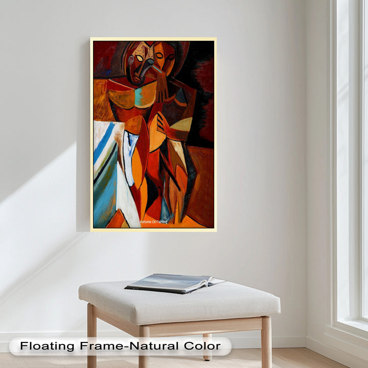 Abstract Embrace Wall Art – Cubist Oil Painting