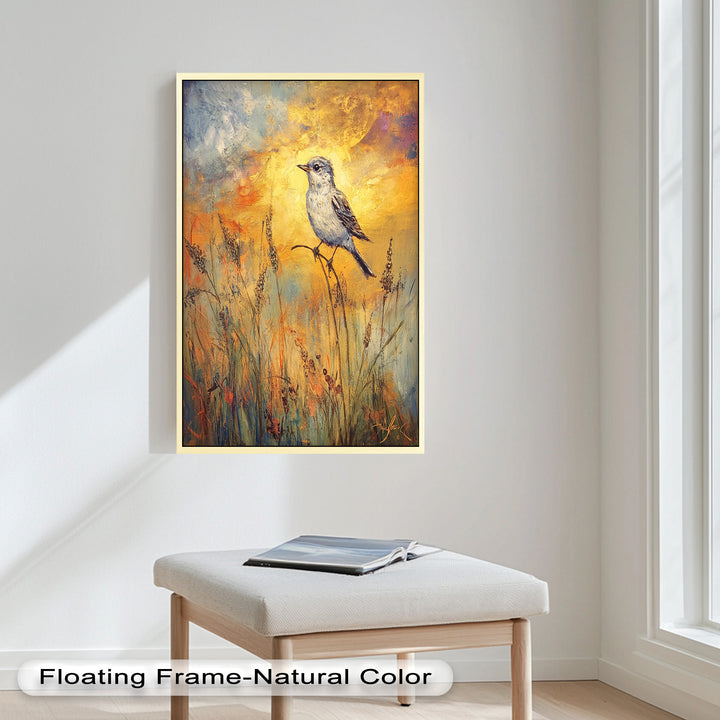 Twilight Songbird – Expressive Bird Oil Painting