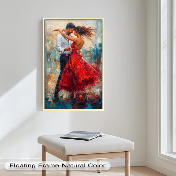 Flamenco Fire – Romantic Couple in Red Dress Oil Painting