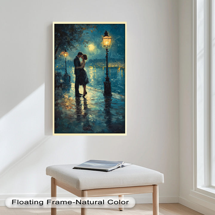 Romantic Couple Under Moonlight - Love Oil Painting
