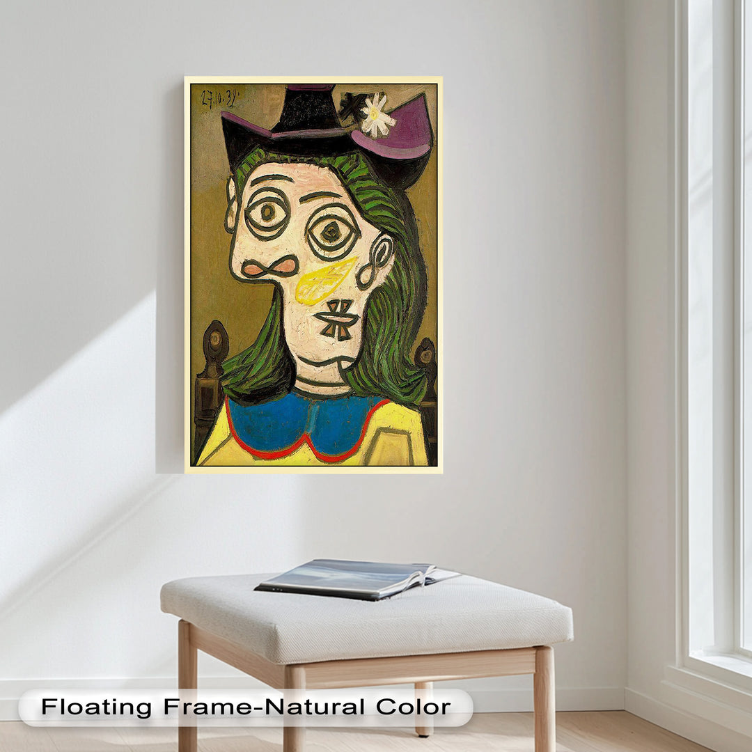 Whimsical Hat – Abstract Female Portrait with Flower Detail Picasso Oil Painting