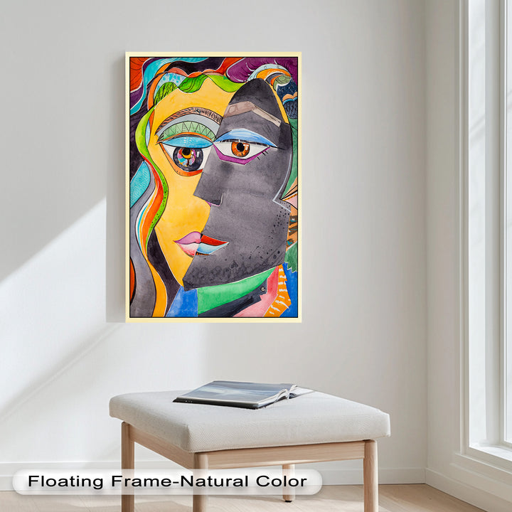 Dual Visions – Vibrant Abstract Faces Picasso Oil Painting