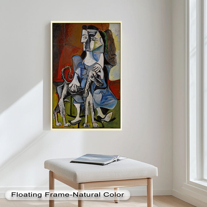 Loyal Companion – Picasso Style Woman with Dog Oil Painting