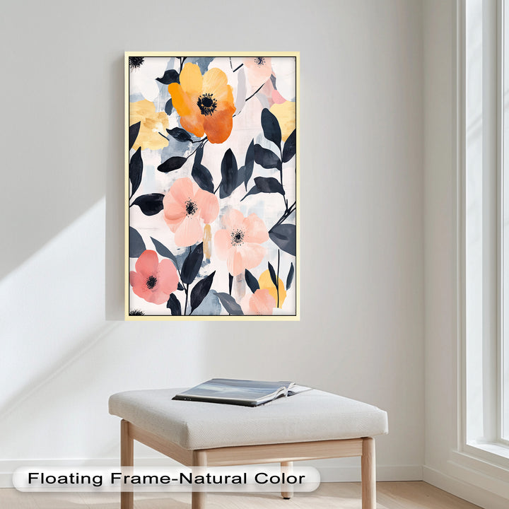 Soft Harmony – Peach and Mustard Floral Oil Painting