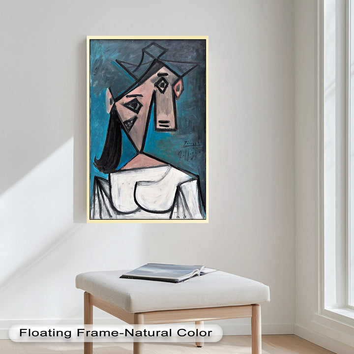 Angular Expression – Cubist Woman in White Dress Picasso Oil Painting
