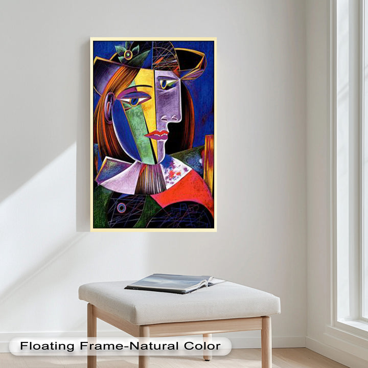 Vibrant Woman with a Flower Hat – Picasso Oil Painting