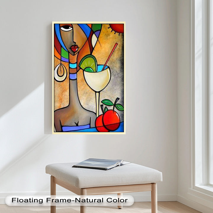 Tropical Gaze – Lebendiges Cocktail Muse Picasso Ölgemälde