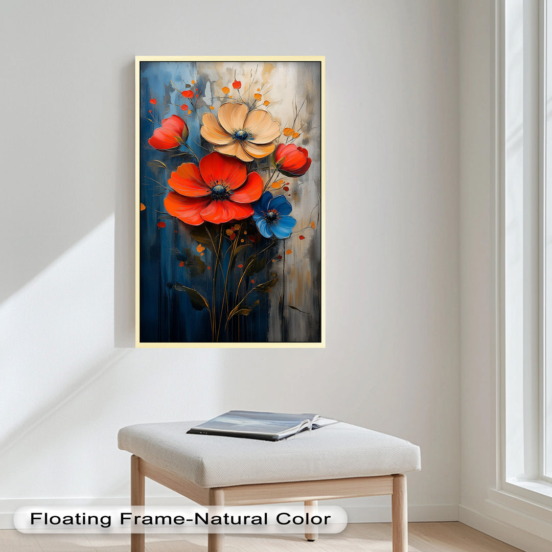 Colorburst Petals – Bold Poppy Bouquet Flower Oil Painting