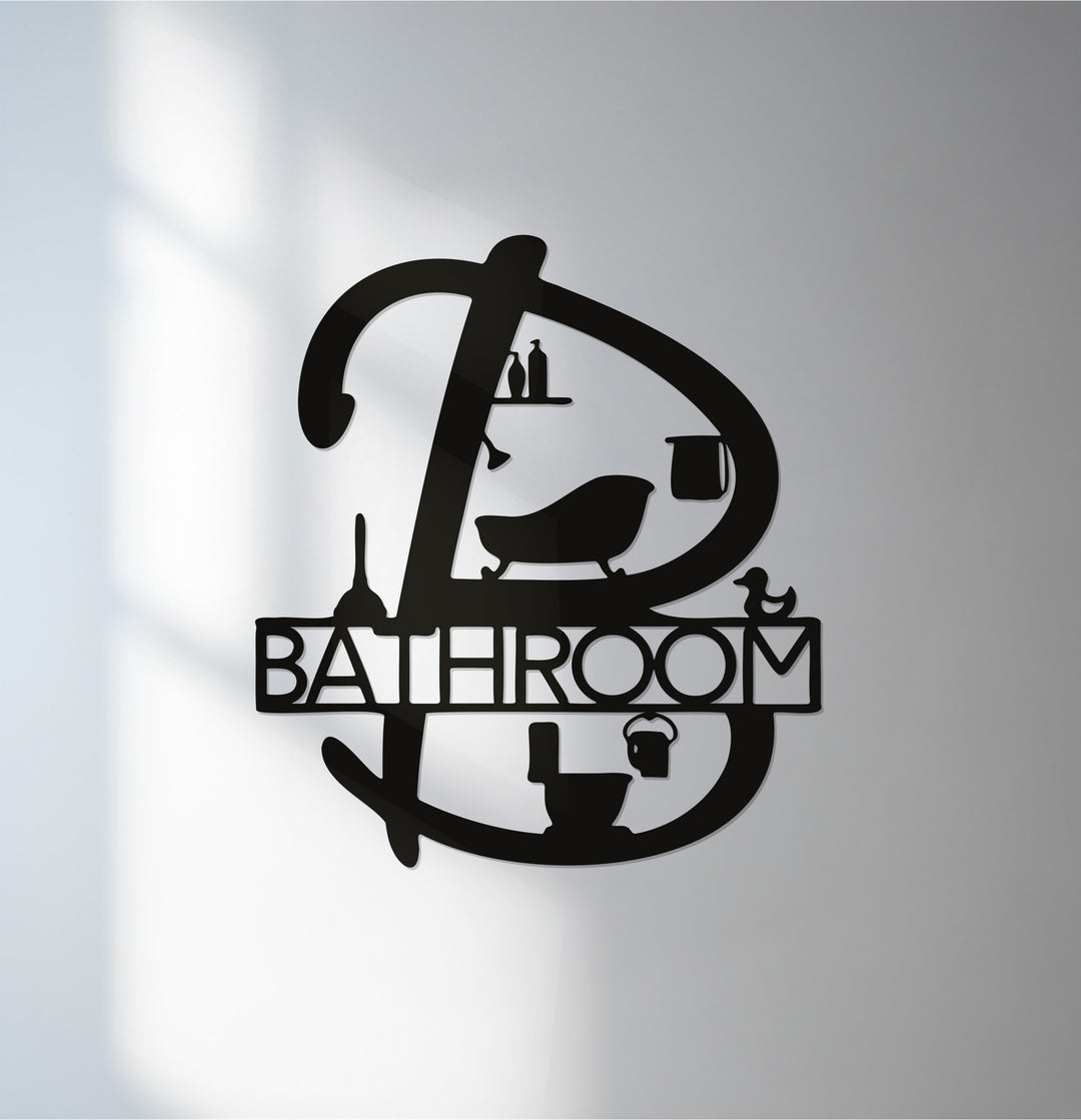 Bathroom letter B metal wall art sign