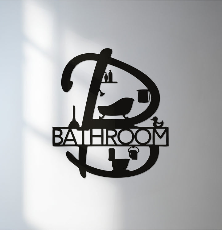 Bathroom letter B metal wall art sign