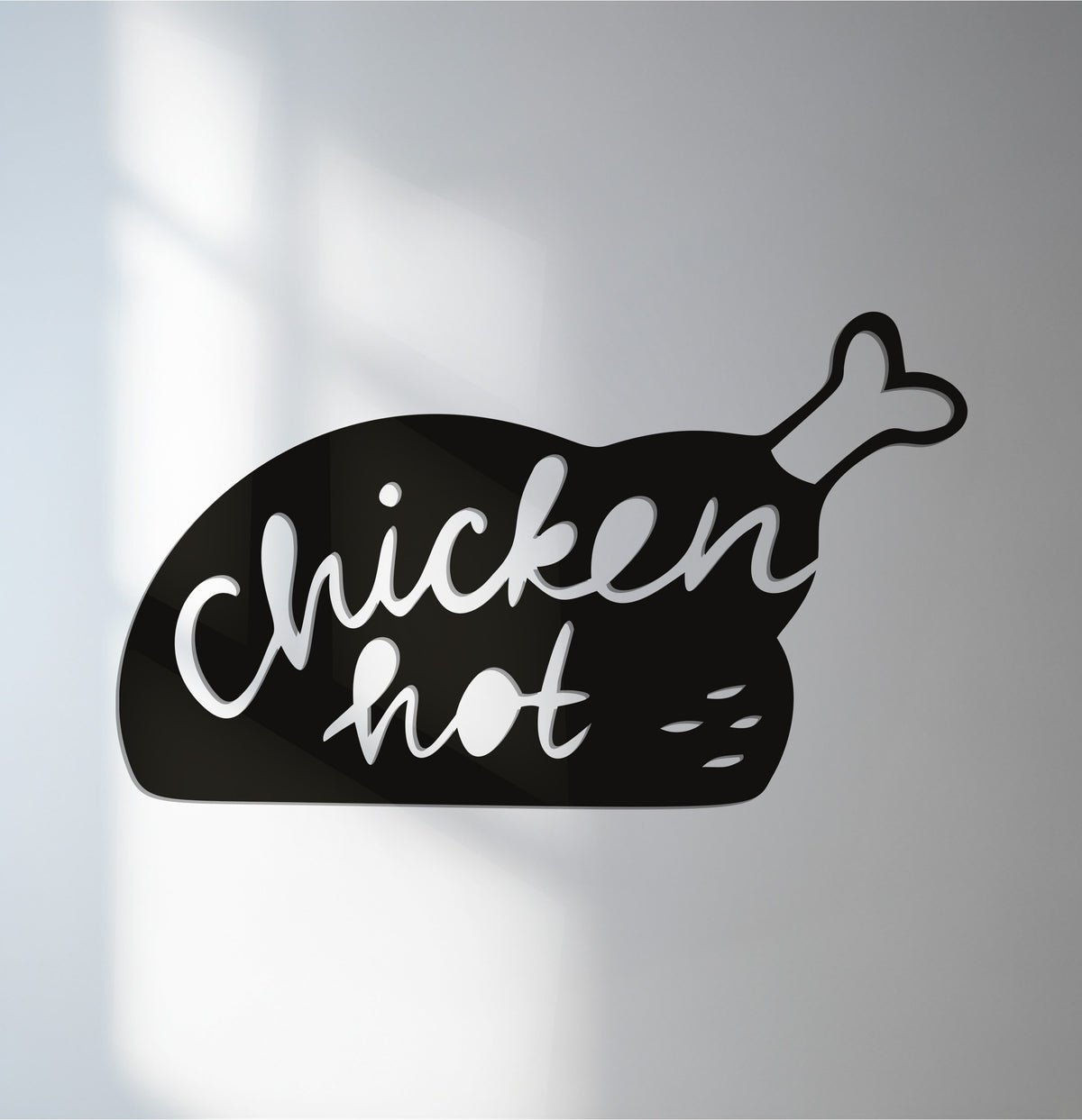 Highlighting the geometric elements, the chicken silhouette in this modern kitchen metal art for wall showcases a fun, minimalist design.