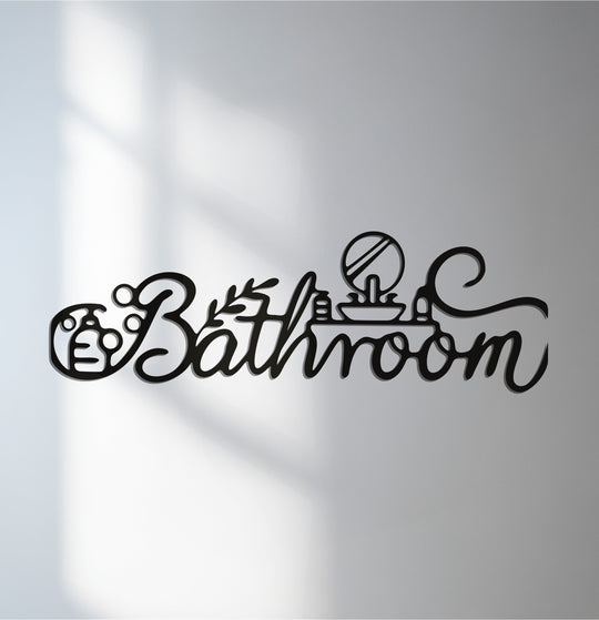 Modern bathroom script metal wall art décor