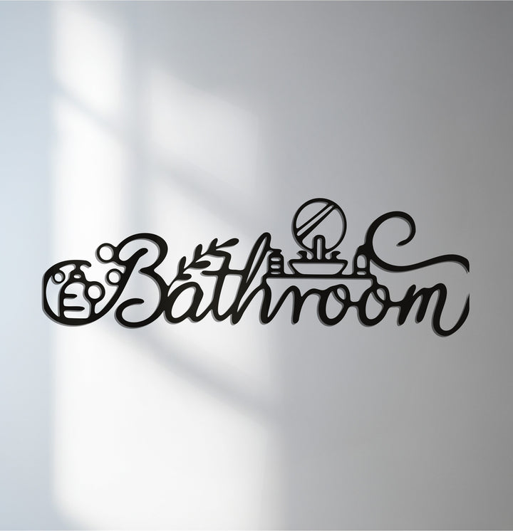 Modern bathroom script metal wall art décor