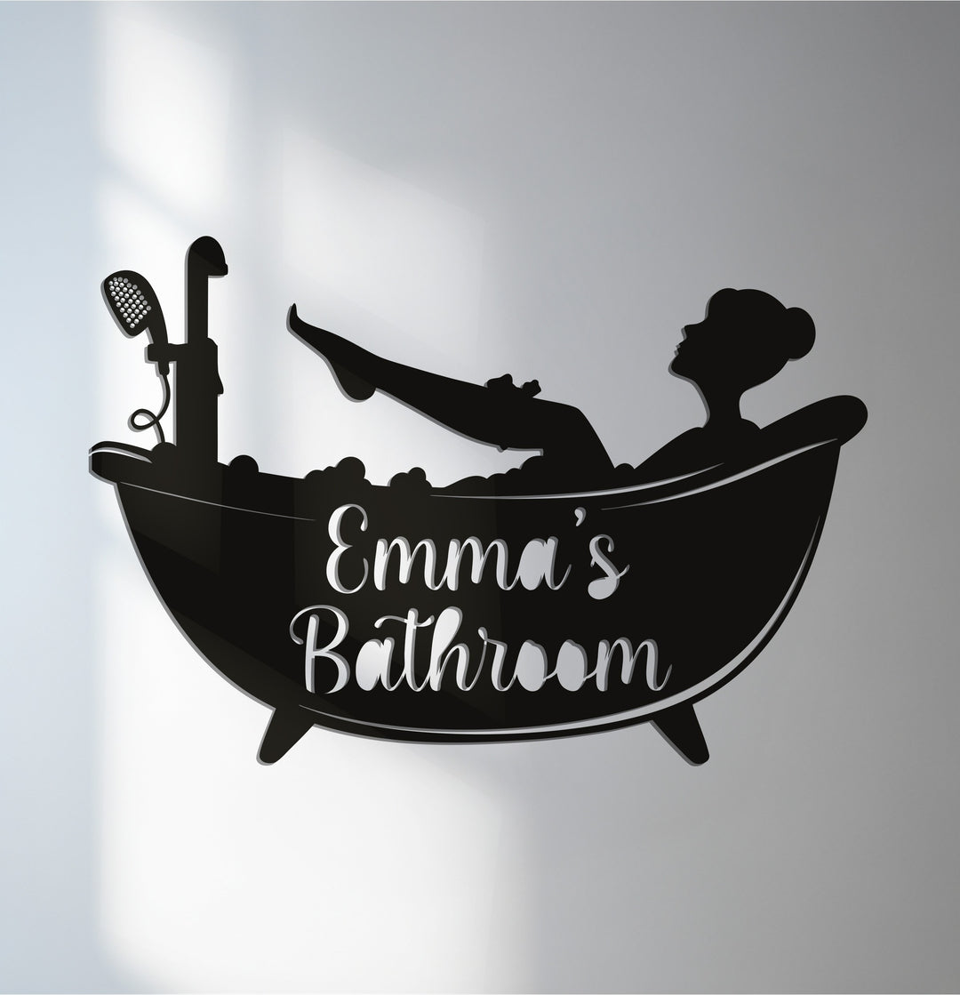 Emma’s bathroom personalized metal wall art