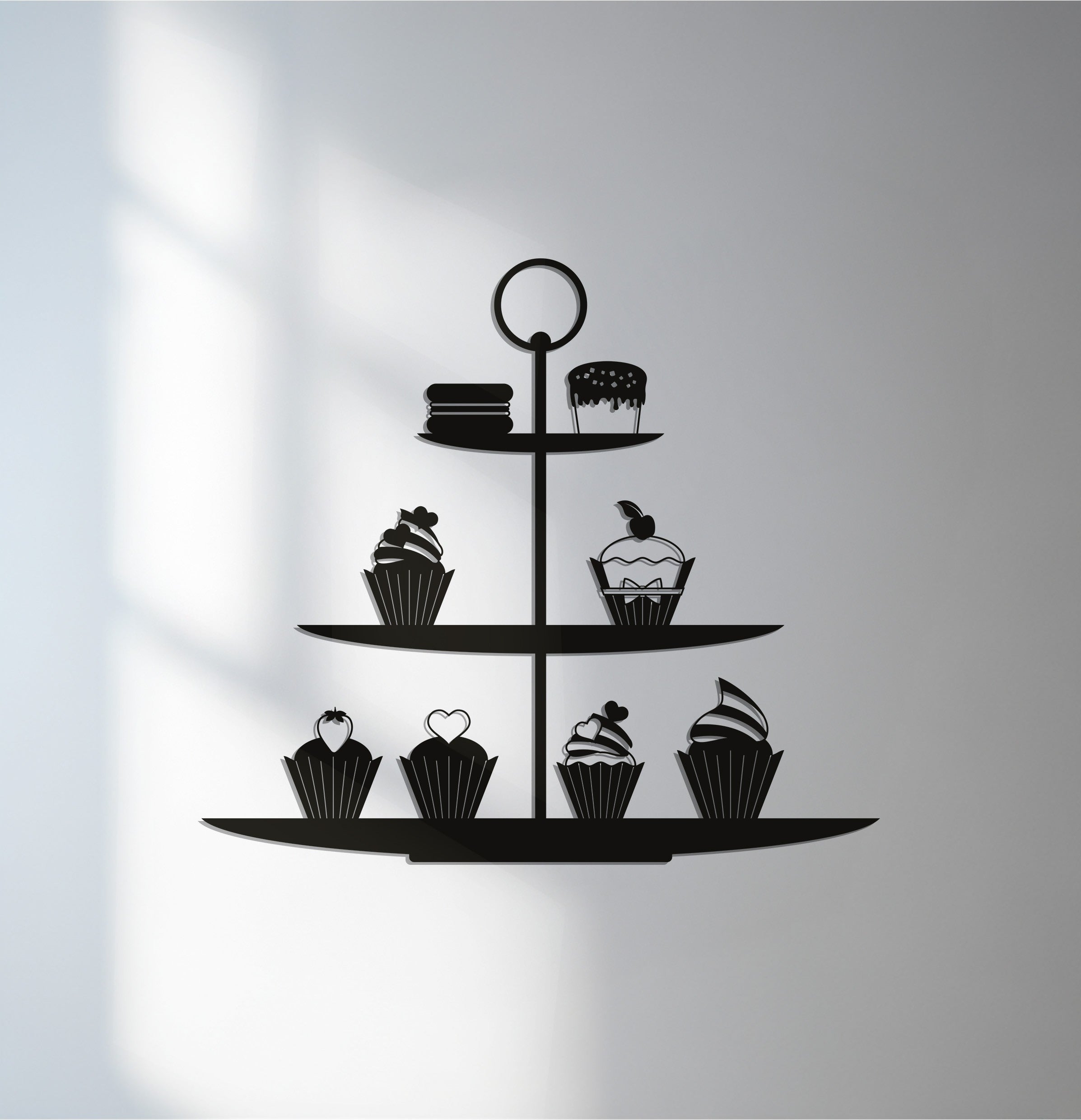 Cupcake Stand Silhouette – Sweet Kitchen Metal Wall Art
