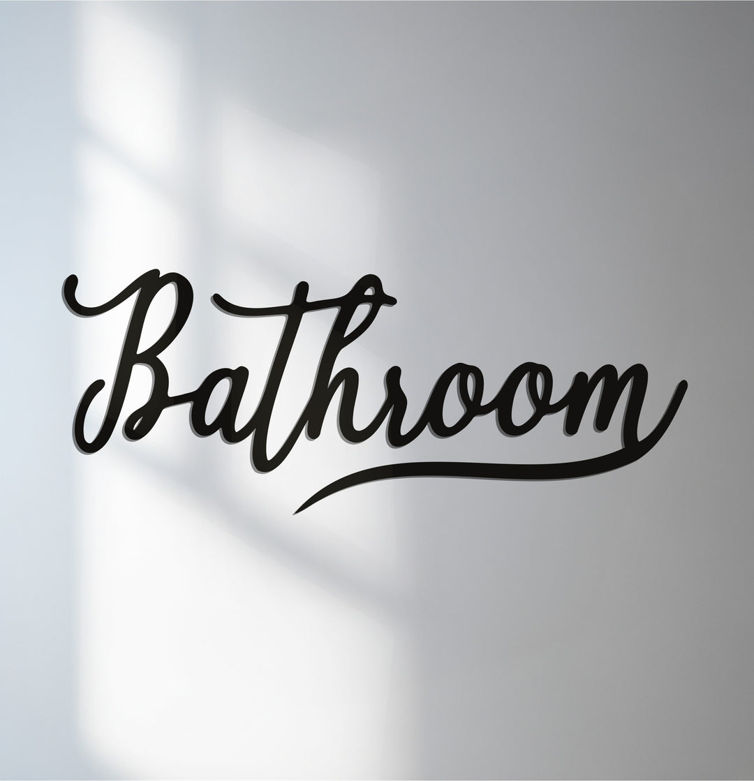 Minimalist bathroom script metal wall art décor