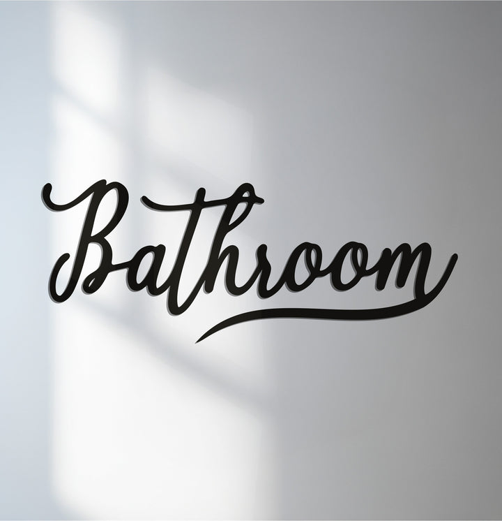 Minimalist bathroom script metal wall art décor