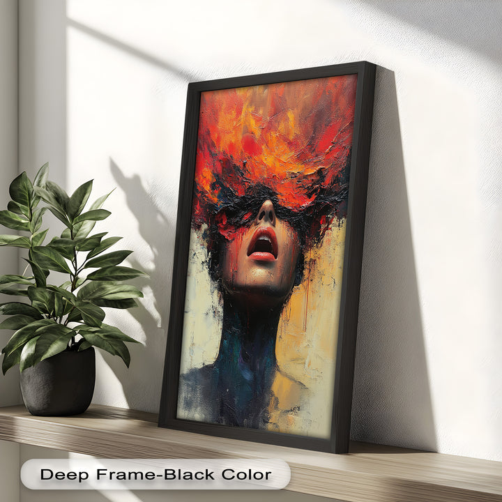 Inferno Within – Fiery Emotional Expression Abstract Oil Painting