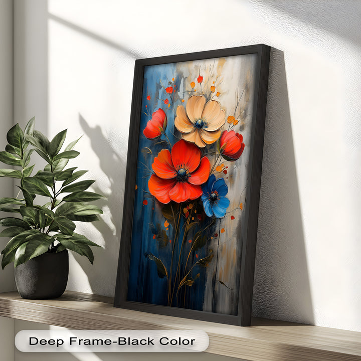 Colorburst Petals – Bold Poppy Bouquet Flower Oil Painting
