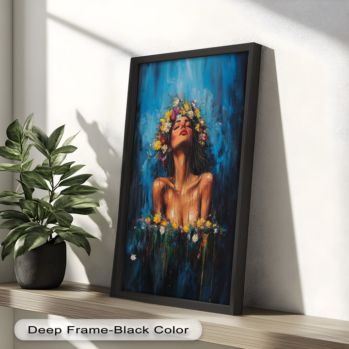 Floral Reverie – Ethereal Woman with Flower Crown Oil Painting