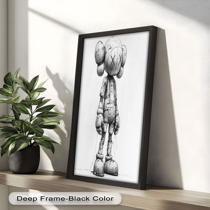 Timber Companion – Monochrome KAWS Oil Painting