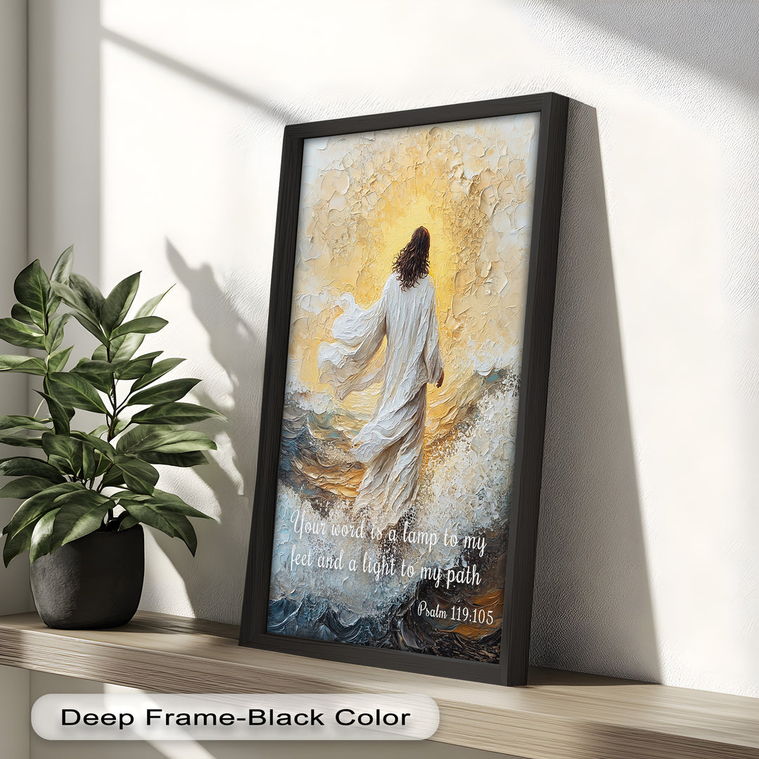 Psalm 119:105 – Your Word is a Lamp Bible Verse Oil Painting
