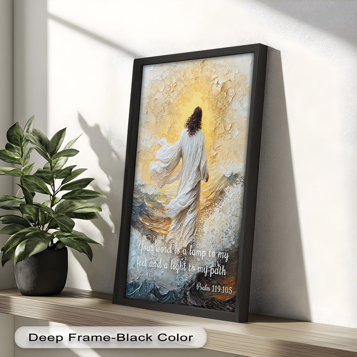 Psalm 119:105 – Your Word is a Lamp Bible Verse Oil Painting