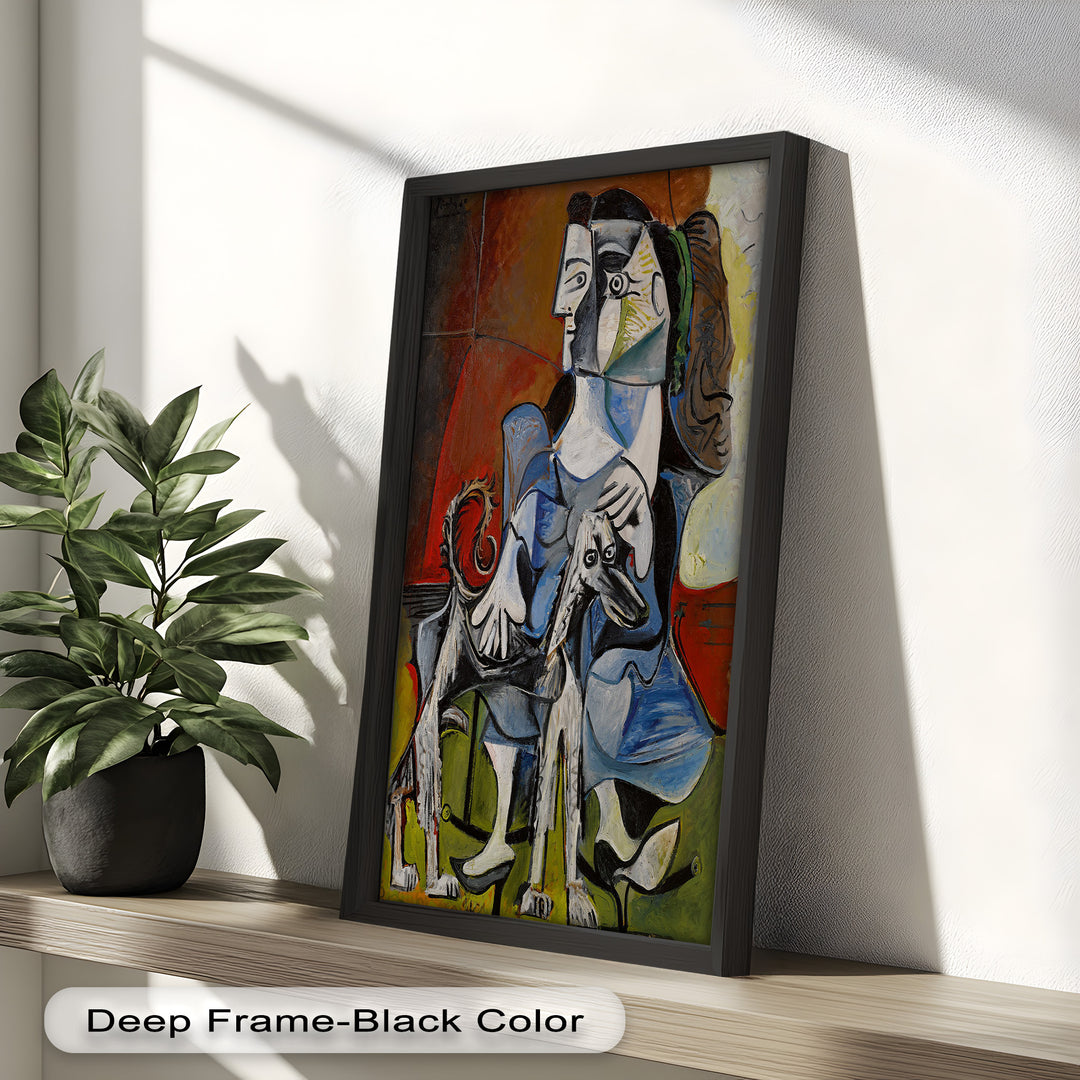 Loyal Companion – Picasso Style Woman with Dog Oil Painting