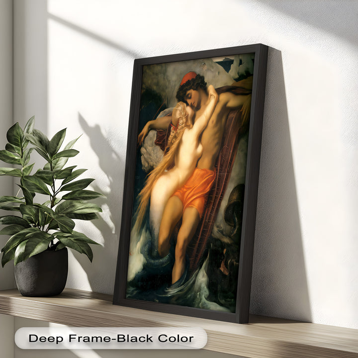 The Embrace of the Sea – Romantic Mythological Nude Oil Painting