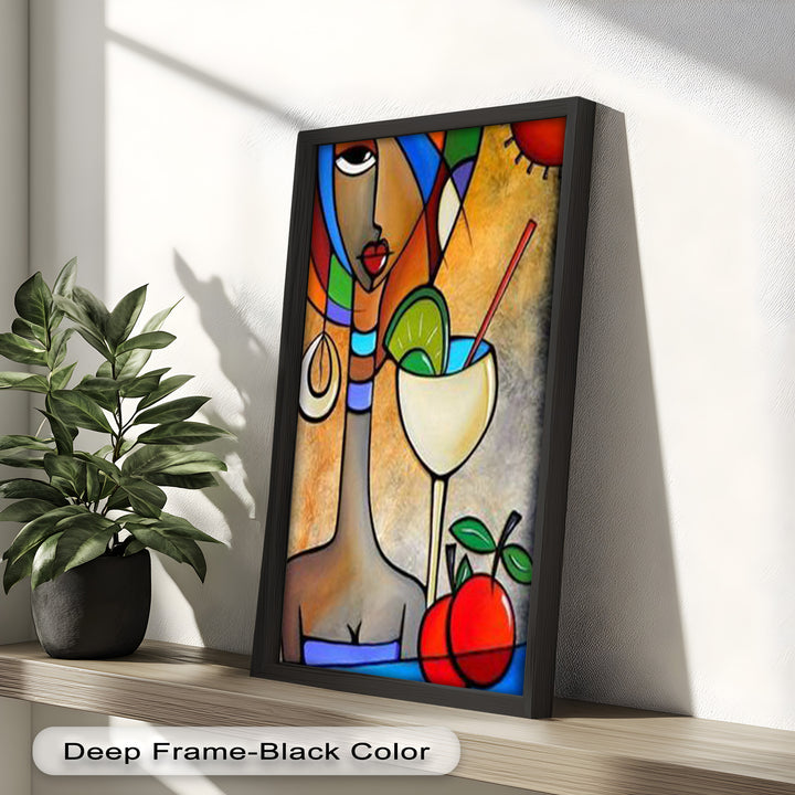 Tropical Gaze – Lebendiges Cocktail Muse Picasso Ölgemälde
