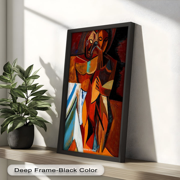 Abstract Embrace Wall Art – Cubist Oil Painting