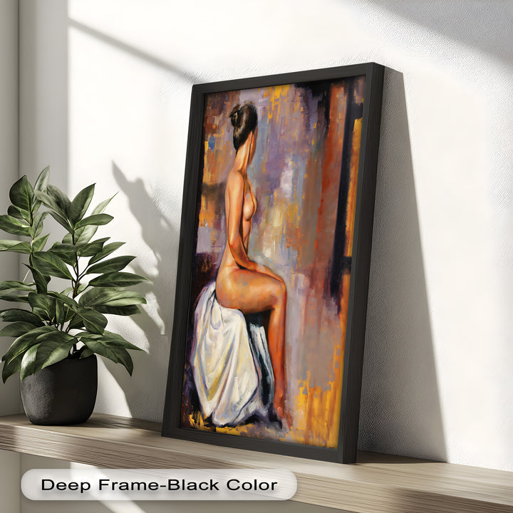 Poised in Silence – Figurative Nude Abstract Oil Painting