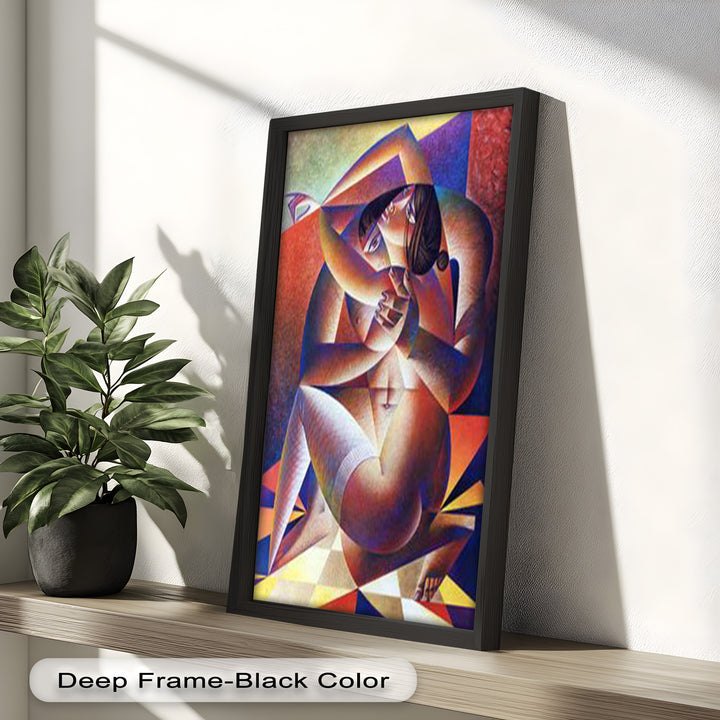 Entwined Forms – Abstract Lovers in Geometric Harmony Picasso Oil Painting