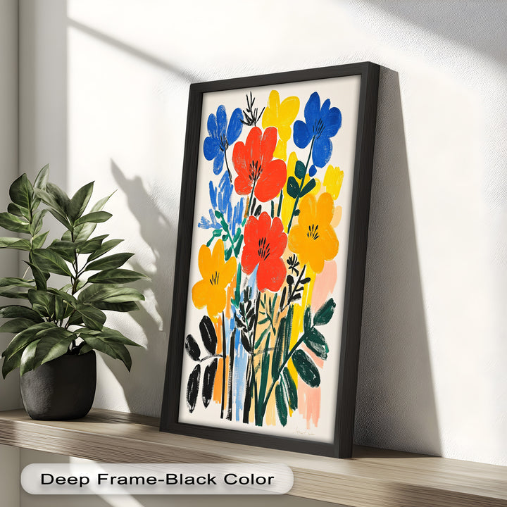 Fröhlicher wilder Garten – Fauvistisches Boho-Blumen-Ölgemälde