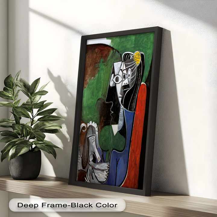 Lady with Poodle – Surreal Cubist Portrait Picasso Oil Painting