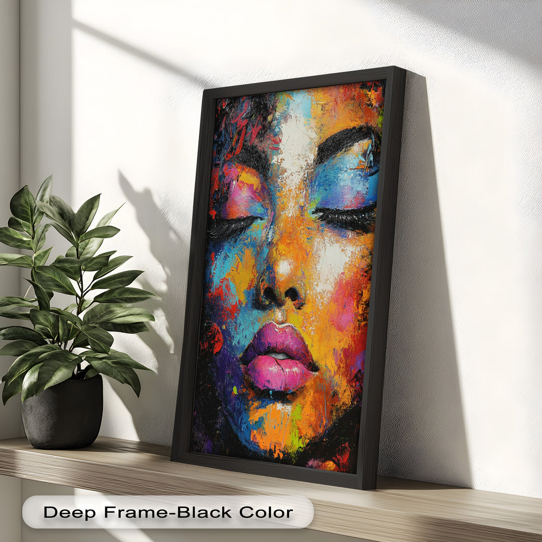 Chromatic Reverie – Bold Female Portrait in Abstract Oil Painting