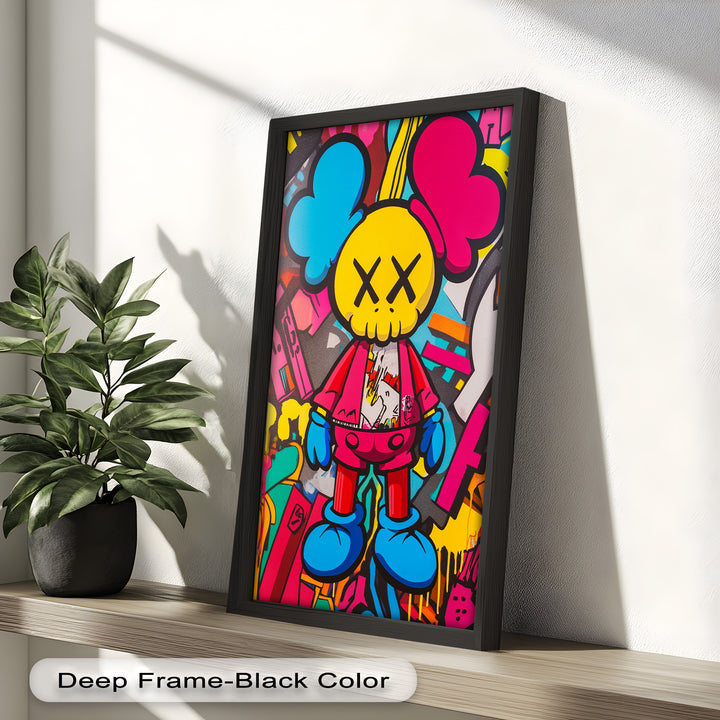 Neon Rebellion – KAWS Graffiti Ölgemälde
