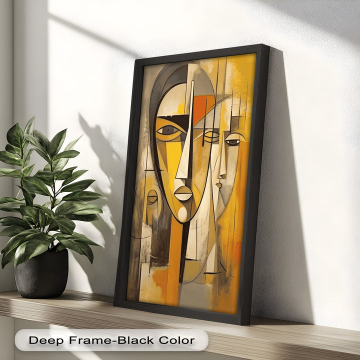 Amber Contours – Abstract Portrait Series in Picasso Oil Painting