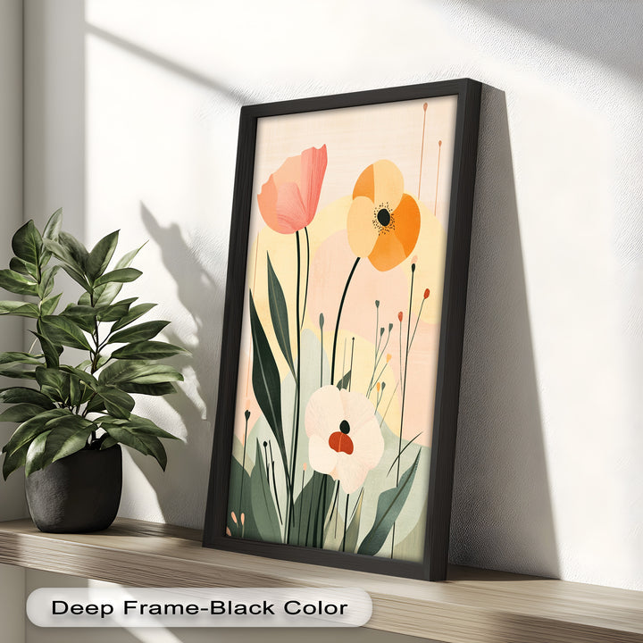 Sonnengeküsstes Trio – Minimalistisches florales Ölgemälde