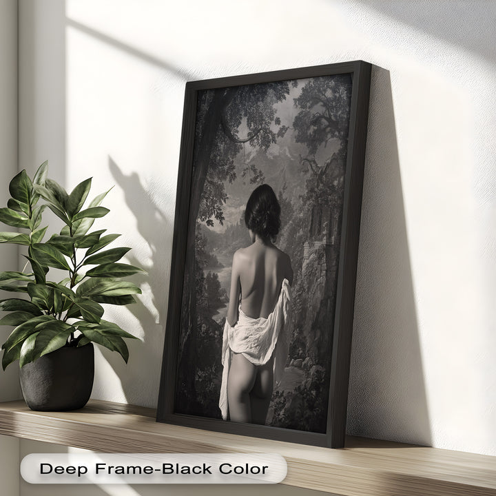 Silent Reverie – Classical Nude in Monochrome Oil Painting