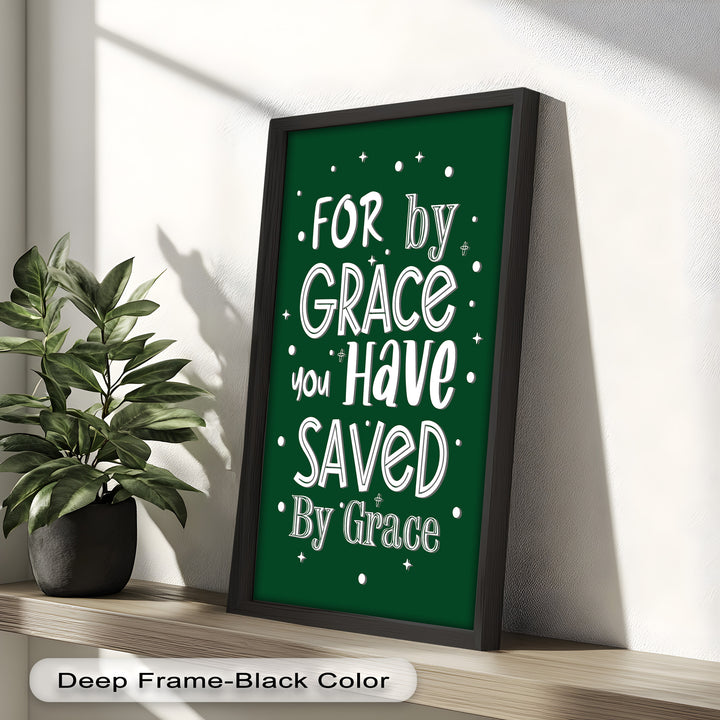 Saved by Grace – Christian Bible Verse Oil Painting