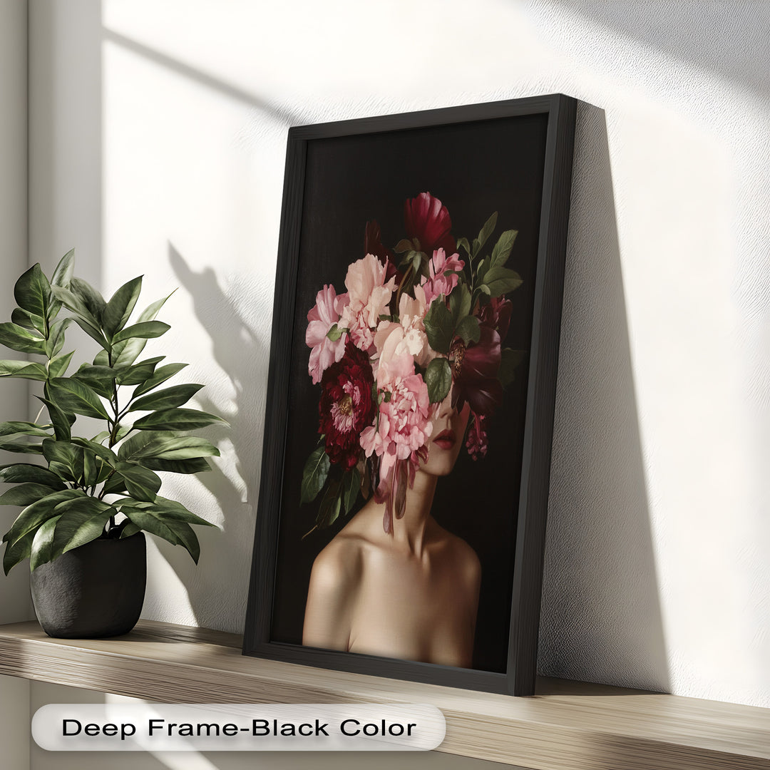 Blossom Veil – Romantic Floral Portrait Oil Painting