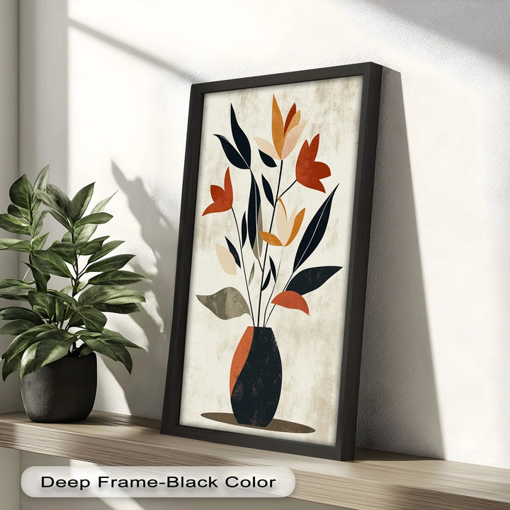 Earthy Boho Floral – Modern Abstract Vase Oil Painting - MyPhotoStation