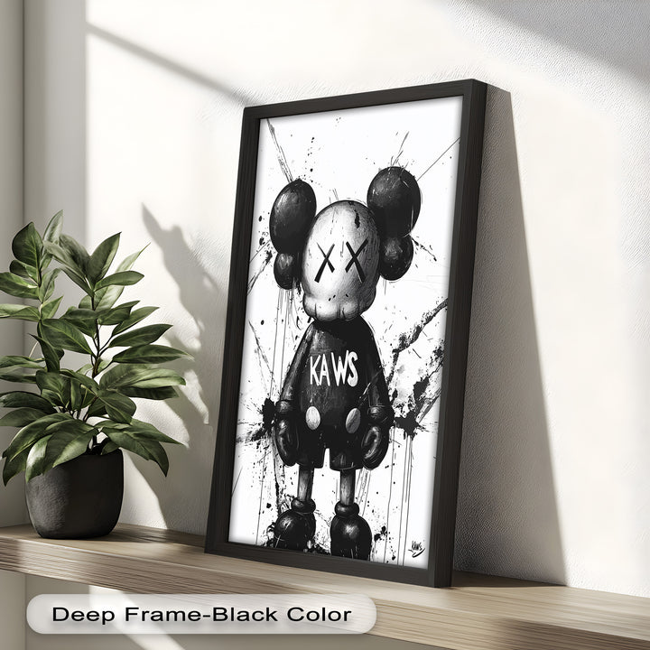 Black & White Figure – KAWS Graffiti Oil Painting