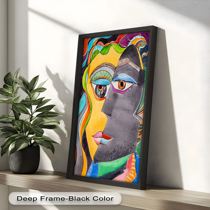 Dual Visions – Vibrant Abstract Faces Picasso Oil Painting