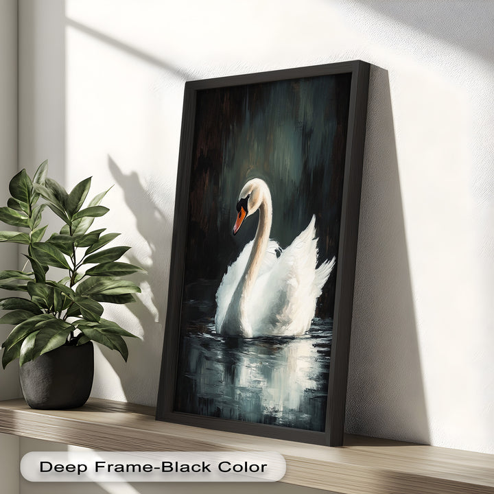 Solitary Grace – White Swan Oil Painting